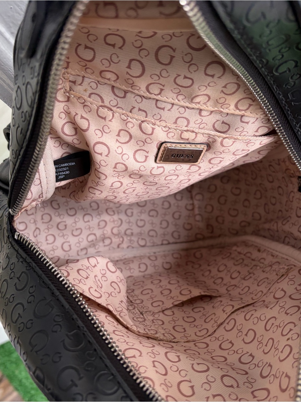 GUESS Black Embossed Logo Mini Backpack - Picture 3 of 3